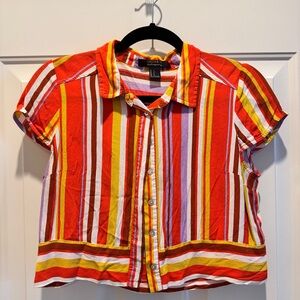 Forever 21 Red and Yellow Striped Crop Top